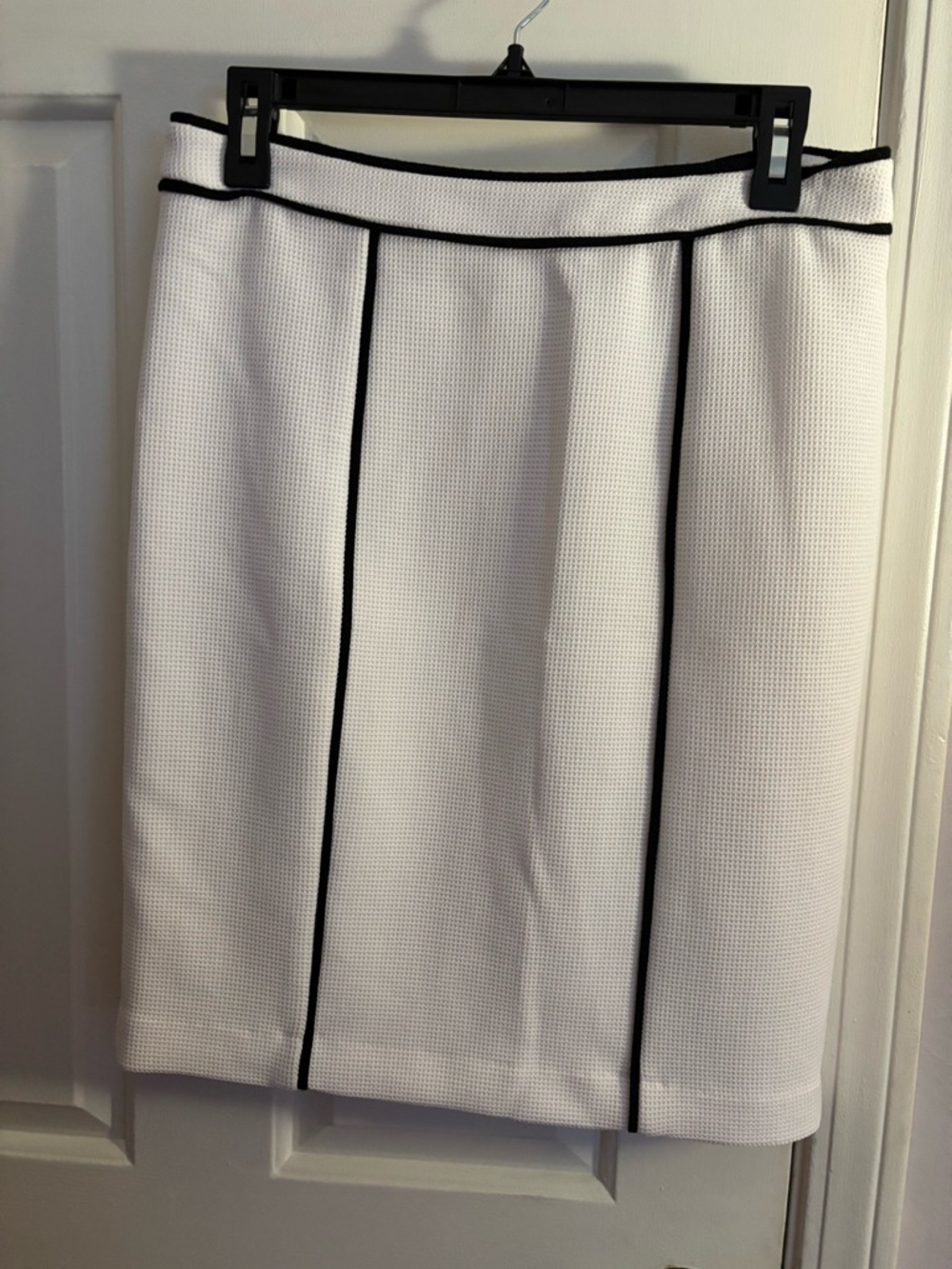 Calvin Klein White Pencil Skirt with Black Trim